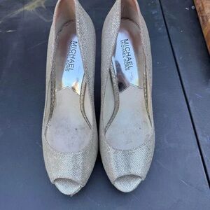 Michael Kors Gold Peep-Toe Heels